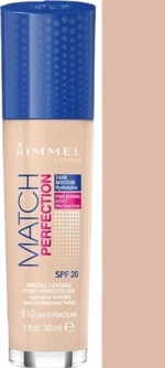 RIMMEL London Match Perfection Foundation SPF20 make-up 010 Light Porcelain 30 ml