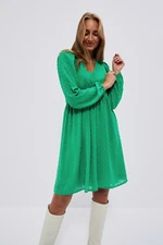 Dress with puffy sleeves - green