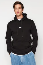 Trendyol Black Regular/Normal Cut Hooded Labeled Inside Polar Fleece/Warm Sweatshirt