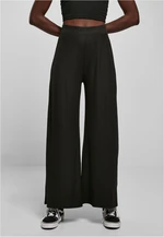 Women's trousers with wide ribbed ribs, black