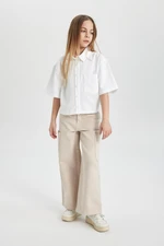 DEFACTO Girl's Wide Leg Cargo Wide Leg Jean Trousers