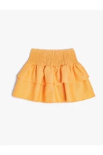 Koton Linen Skirt Layered Elastic Waist Gipe Detailed