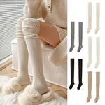 Women Thermal Socks Hosiery Autumn Winter High Tube Socks Splicing Stockings Knee-socks Korean Preppy Style Casual Sock