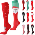 Christmas Compression Stockings Marathon Running Sports Socks Men Women Varicose Veins Woman Winter New Year Socks 20-30 Mmhg