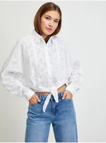 White Women Patterned Cropped Shirt Guess - Women