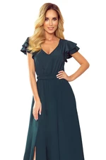 Long dress with a neckline and ruffles Numoco