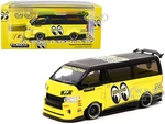 Toyota Hiace Widebody Van RHD (Right Hand Drive) 99 "Mooneyes Team Van" Yellow and Black with Graphics "Hobby43" 1/43 Diecast Model Car by Tarmac Wor