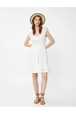 Koton Strapless Gimped Short Scalloped Dress