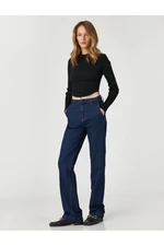 Koton Crop Knitwear Sweater with Corset Detail and Ribbed Sleeves