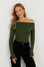 Cool & Sexy Women's Green Boat Neck Blouse