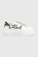 Kožené sneakers boty Karl Lagerfeld KREEPER LO bílá barva, KL42372