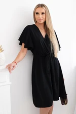 Women's dress with a deep neckline - black