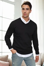 88341 Dewberry V Neck Knitwear Mens Sweater-BLACK