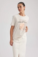 DEFACTO Regular Fit Crew Neck Printed Short Sleeve T-Shirt