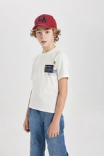 DEFACTO Boys' Crew Neck Printed Short Sleeve T-Shirt