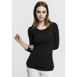 Women's T-shirt with long ribs and pockets black