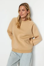 Trendyol Mink Relaxed/Comfortable Fit Basic Raglan Sleeve Crew Neck Knitted Sweatshirt