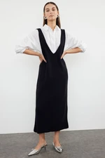 Trendyol Navy Blue Maxi Knitwear V-Neck Gilet Dress