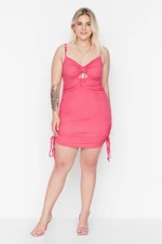 Trendyol Curve Fuchsia Cutout Detailed Knitted Dress