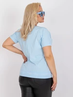 Light blue blouse plus size with short sleeves