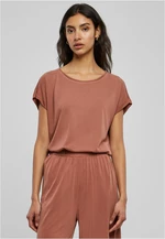 Women's Modal Terracotta T-Shirt with Extended Shoulder