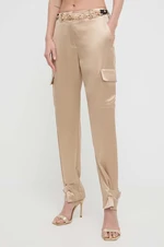 Kalhoty Guess MARZIA dámské, béžová barva, jednoduché, high waist, W4GB50 WG7C0