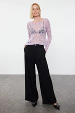 Trendyol Lilac Soft Textured Openwork/Perforated Fine Knitwear Sweater