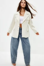 Trendyol White Oversize Lined Woven Blazer Jacket