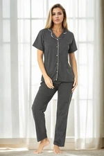 U4716 Dewberry Womens Short Sleeve Pyjama Set-ANTHRACITE