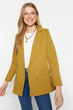 Trendyol Light Brown Regular Lined Double Breasted Closure Button Detailed Woven Blazer Jacket