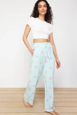 Trendyol Blue-Multicolor Polka Dot Tie Detailed Viscose Woven Pajama Bottoms