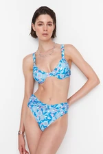 Trendyol Blue Floral Print Bikini Top