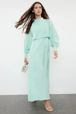 Trendyol Mint Aller Piece Detailed Woven Dress