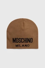 Vlnená čiapka Moschino hnedá farba, z tenkej pleteniny, vlnená, M5802 60016