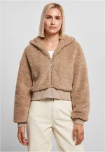 Women's short oversized jacket Sherpa softtaupe