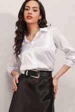 Bigdart 3964 Women's White Slightly Flowing Satin Shirt.