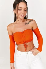 armonika Women's Orange Long Sleeve Bustier with Shims at the Front