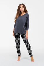 Betty ́s pyjamas, 3/4 sleeves, long legs - graphite/graphite print