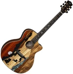 Luna Vista Deer Tropical Wood Deer motif on exotic marquetry Guitarra electroacustica