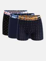 Set of three boxer shorts in black and navy blue with Jack & Jones print