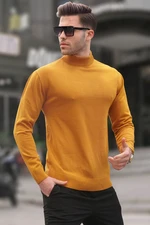 Madmext Mustard Slim Fit Half Turtleneck Men's Knitwear Sweater 6343