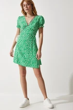 Happiness İstanbul Women's Green Patterned Viscose Woven Dress