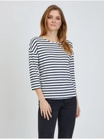 Cream Striped T-Shirt with Three-Quarter Sleeve ORSAY - Women