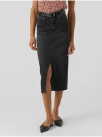 Dark Grey Women's Denim Midi Skirt Vero Moda Veri - Women