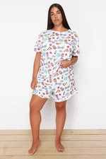 Trendyol Curve Multicolor Printed Knitted Pajama Set