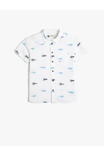 Koton Shirt Short Sleeve Cotton Printed Pocket Detail