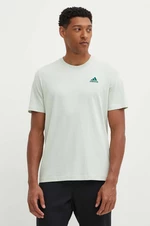 Bavlnené tričko adidas Essentials pánske, zelená farba, s nášivkou, IX0119
