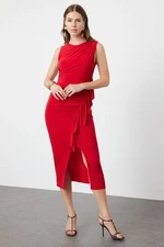 Trendyol Limited Edition Red Fitted Flounce Knitted Dress