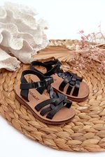 Children's sandals with hook-and-loop fastening, Venikoria Black