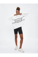 Koton Sports Sweatshirt With Half Zipper, Slogan Print Oversize